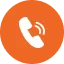 Icône orange d'un combiné téléphonique blanc.